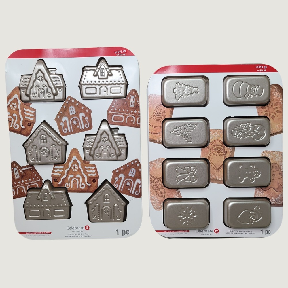 Celebrate It Christmas Non-Stick Cookie & Mini Loaf Pan Gingerbread House NEW